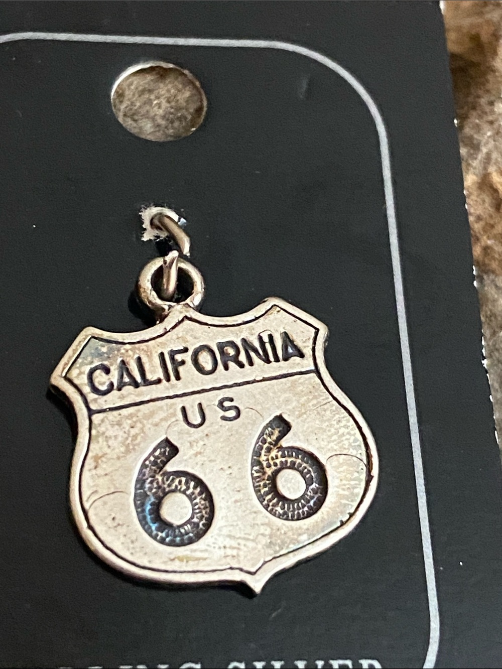 NWts Vintage California US 66 Sterling Silver Charm - Route 66 Shield